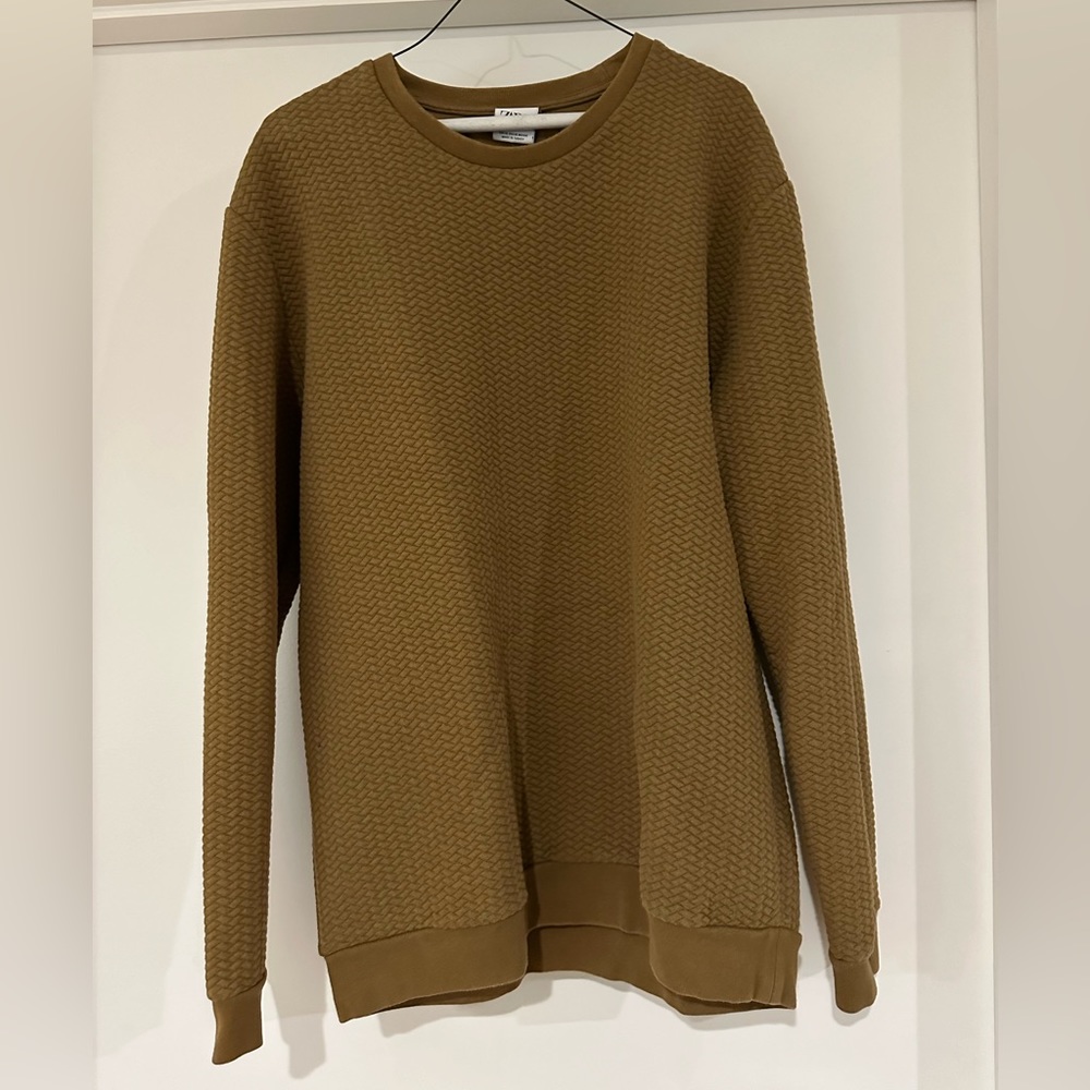 Zara Men’s XL Mustard Gold Textured Thick Long Sleeve Crewneck Shirt /Sweatshirt